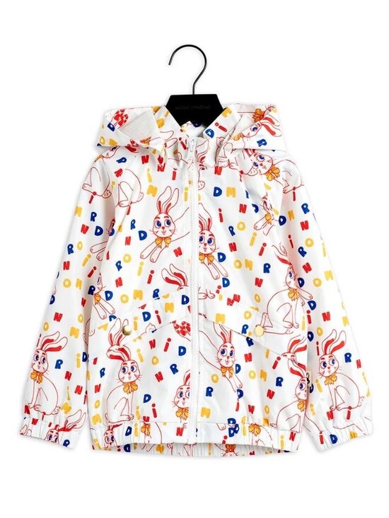 Mini Rodini Other - Mini Rodini Rabbit Kids' White Bunny Print Hooded Jacket Size 2-3T Toddler
